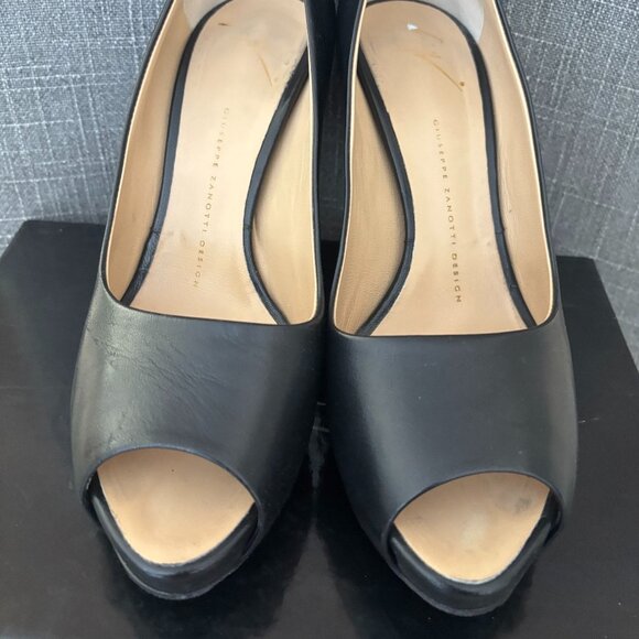 Giuseppe Zanotti Black Peep Toe Heels.  Size 38.5 EU - Picture 2 of 11